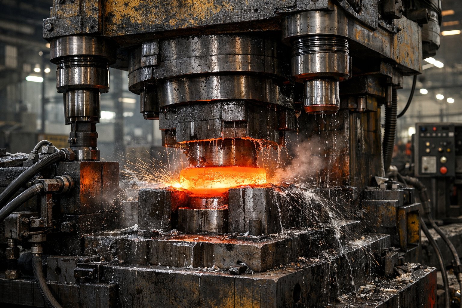 Hydraulic press operation in fabrication process