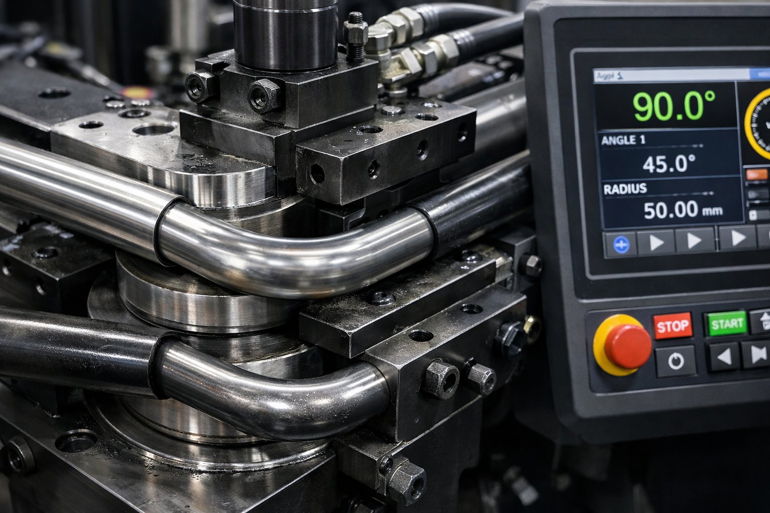 Precision tube bending operation on production machinery