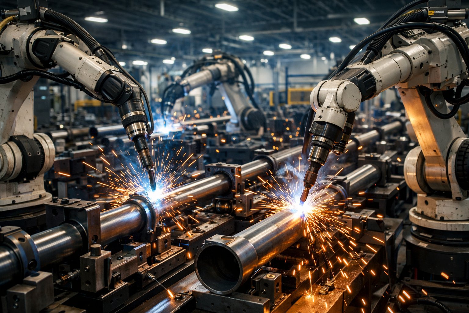 Automated robotic welding production line