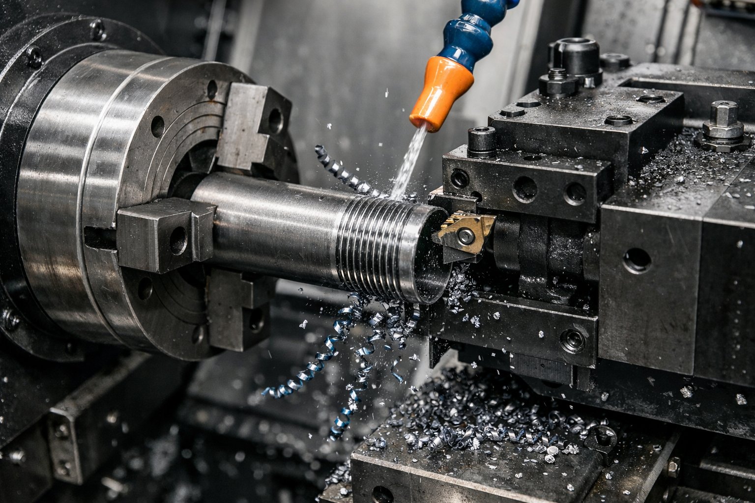 Thread cutting machine for precision tube features